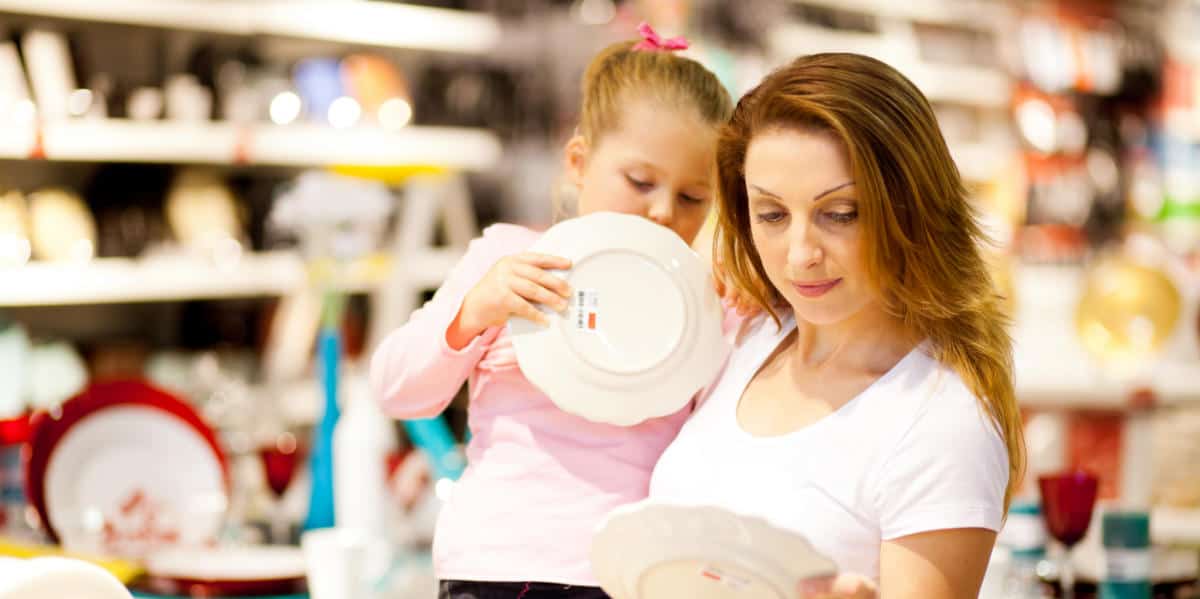 Photo of a mother and daughter shopping