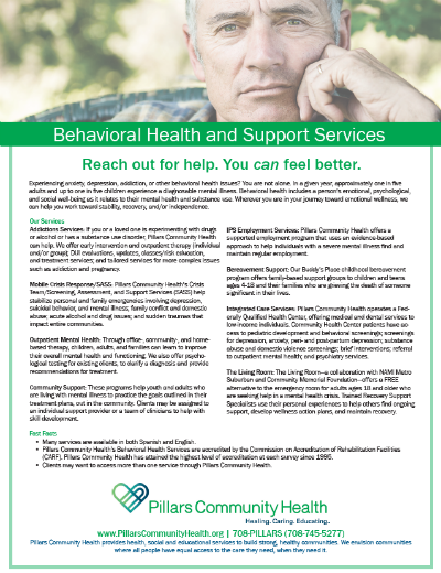 Behavioral Health and Support Services flyer
