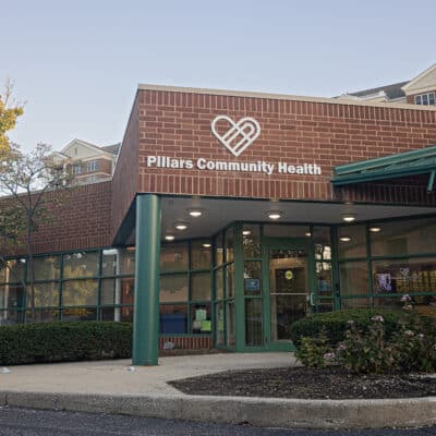The front entrance to the community health center.